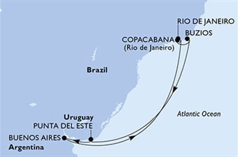 MSC Splendida - Brazílie, Uruguay, Argentina (z Rio de Janeira)