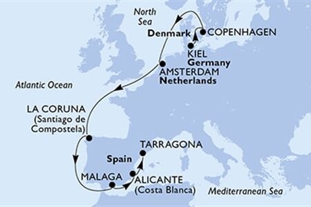 MSC Euribia - Německo, Dánsko, Nizozemí, Španělsko (z Kielu)