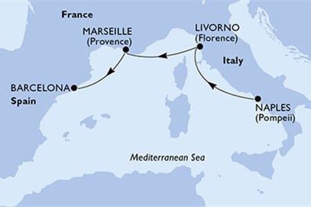 MSC MERAVIGLIA - Olaszország, Franciaország, Spanyolország (a Nápoly-ból)