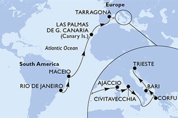 MSC Splendida - Brazílie, Španělsko, Francie, Itálie, Řecko (z Rio de Janeira)