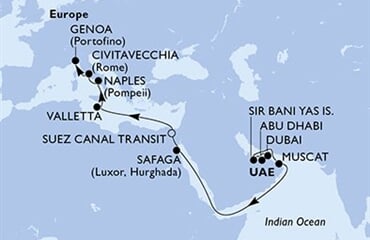 MSC World Europa - Arabské emiráty, Omán, Egypt, Malta, Itálie (z Dubaje)