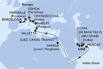MSC World Europa - Katar, Arabské emiráty, Omán, Egypt, Malta, ... (Dauhá)