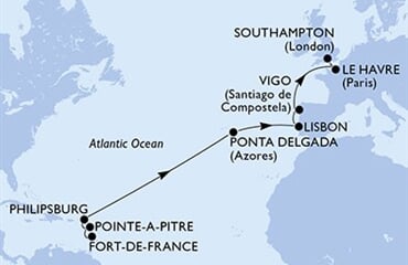 MSC Meraviglia - Martinik, Guadeloupe, Nizozemské Antily, Portugalsko, Španělsko, ... (Fort-de-France)