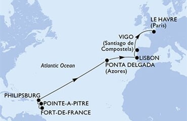 MSC Meraviglia - Martinik, Guadeloupe, Nizozemské Antily, Portugalsko, Španělsko, ... (Fort-de-France)
