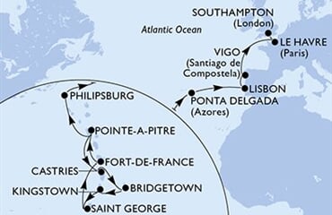 MSC Meraviglia - Guadeloupe, Sv.Lucie, Barbados, Sv.Vincenc a Grenadiny, Grenada, ... (Pointe-a-Pitre)