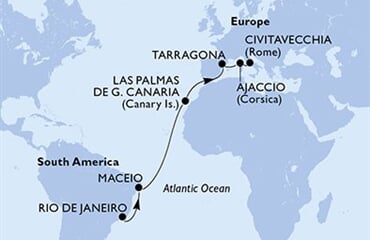 MSC Splendida - Brazílie, Španělsko, Francie, Itálie (z Rio de Janeira)