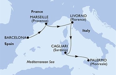 MSC Splendida - Španělsko, Francie, Itálie (z Barcelony)
