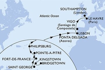 MSC MERAVIGLIA - Barbados, Saint Vincentés és Grenadine, Grenada, Martinique, Guadeloupe, ... (a Bridgetown-ből)