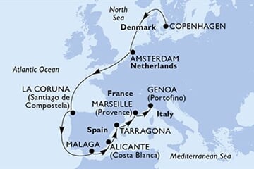 MSC Euribia - Dánsko, Nizozemí, Španělsko, Francie, Itálie (z Kodaně)