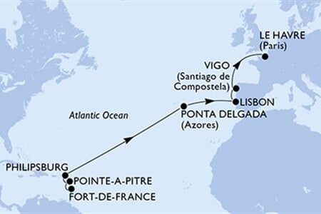 MSC MERAVIGLIA - Martinik, Guadeloupe, Nizozemské Antily, Portugalsko, Španělsko, ... (Fort-de-France)