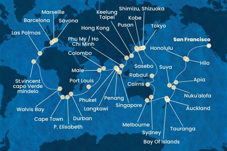 Costa Deliziosa - USA, Fidži, Tonga, Nový Zéland, Austrálie, ...