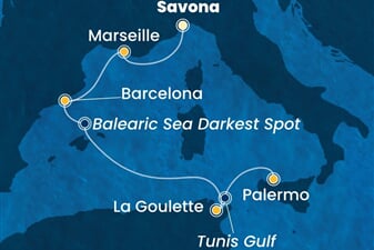 Costa Smeralda - Itálie, Francie, Španělsko, Tunisko (ze Savony)