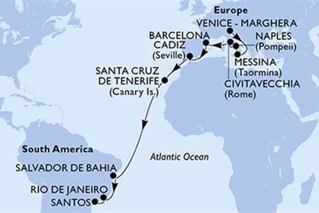 MSC Armonia - Itálie, Španělsko, Brazílie (z Benátek)