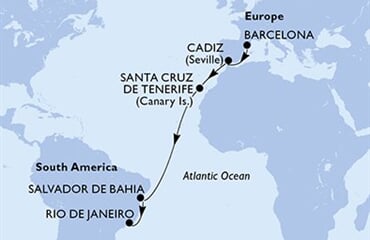 MSC Armonia - Španělsko, Brazílie (z Barcelony)