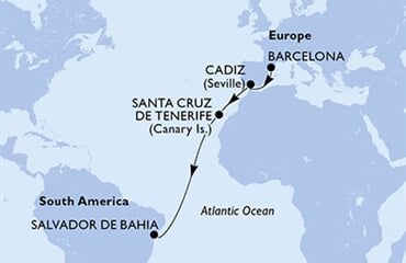 MSC Armonia - Španělsko, Brazílie (z Barcelony)