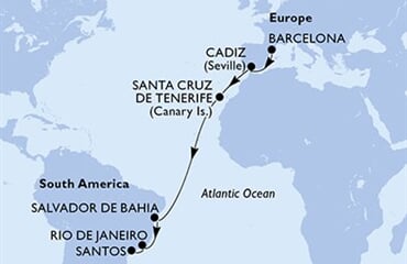 MSC Armonia - Španělsko, Brazílie (z Barcelony)