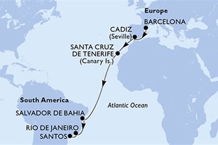 MSC ARMONIA - Španělsko, Brazílie (z Barcelony)