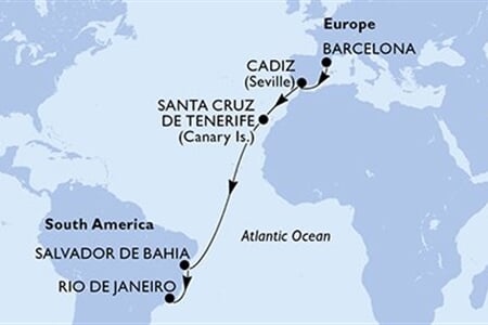 MSC ARMONIA - Spanyolország, Brazília (a Barcelona-ből)