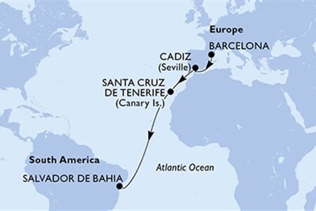 MSC ARMONIA - Spanyolország, Brazília (a Barcelona-ből)