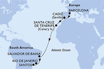 MSC ARMONIA - Spanyolország, Brazília (a Barcelona-ből)