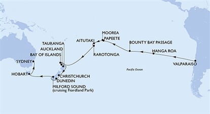 MSC Magnifica - Chile, Pitcairn, Franc. Polynésie, Cookovy o., Nový Zéland, ... (Valparaíso)