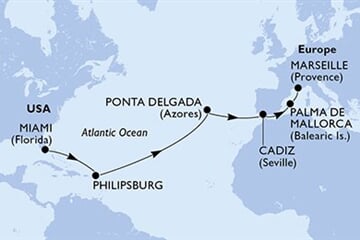 MSC Seashore - USA, Nizozemské Antily, Portugalsko, Španělsko, Francie (z Miami)