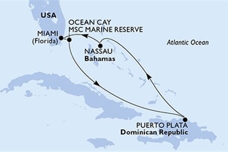 MSC SEASHORE - Amerikai Egyesült Államok, Bahamaszigetek, Dominikai Köztársaság (a Miami-ből)