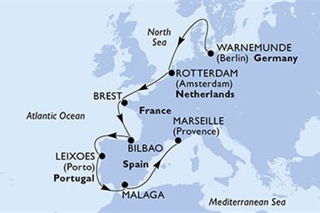 MSC MAGNIFICA - Německo, Nizozemí, Francie, Španělsko, Portugalsko (Warnemünde)