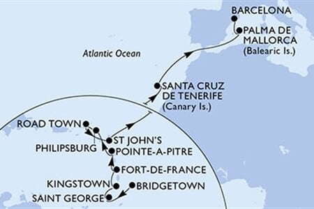 MSC SEAVIEW - Barbados, Grenada, Sv.Vincenc a Grenadiny, Martinik, Guadeloupe, ... (Bridgetown)