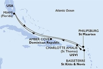 MSC Seashore - USA, Nizozemské Antily, Sv.Kryštof a Nevis, Panenské o. (americké), Dominikán.rep. (z Miami)