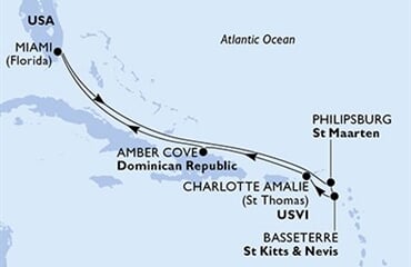 MSC Seashore - USA, Nizozemské Antily, Sv.Kryštof a Nevis, Panenské o. (americké), Dominikán.rep. (z Miami)