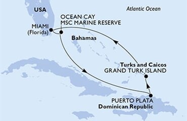 MSC Seashore - USA, Bahamy, Dominikán.rep., Turks a Caicos (z Miami)