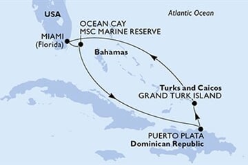 MSC SEASHORE - Amerikai Egyesült Államok, Bahamaszigetek, Dominikai Köztársaság, Turks- és Caicos-szigetek (a Miami-ből)
