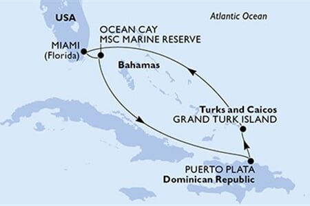 MSC SEASHORE - USA, Bahamy, Dominikán.rep., Turks a Caicos (z Miami)