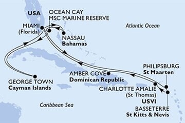 MSC Seashore - USA, Bahamy, Kajmanské o., Nizozemské Antily, Sv.Kryštof a Nevis, ... (z Miami)
