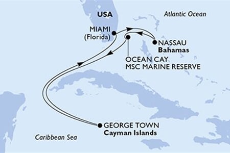 MSC SEASHORE - Amerikai Egyesült Államok, Bahamaszigetek, Kajmán-szigetek (a Miami-ből)