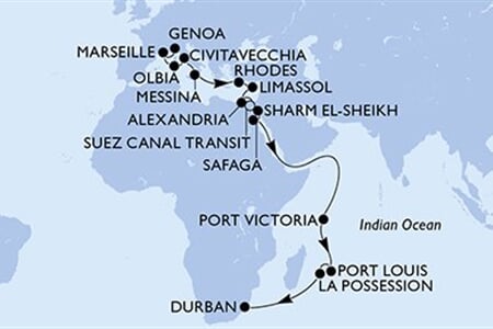 MSC SINFONIA - Itálie, Francie, Řecko, Kypr, Egypt, ... (z Janova)