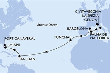 MSC GRANDIOSA - Olaszország, Spanyolország, Portúgalia, Puerto Rico, Amerikai Egyesült Államok (a Genova-ből)