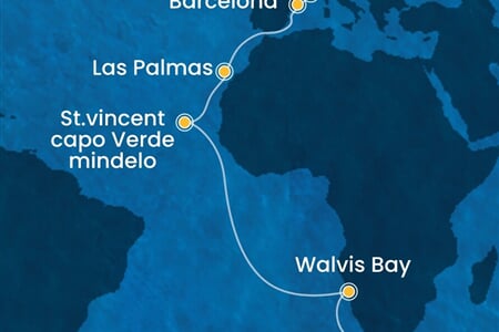 Costa Deliziosa - Jihoafrická r., Namíbie, Kapverdy, Španělsko, Francie, ... (Kapské město)