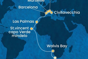 Costa Deliziosa - Jihoafrická r., Namíbie, Kapverdy, Španělsko, Francie, ... (Kapské město)