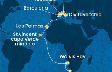 Costa Deliziosa - Jihoafrická r., Namíbie, Kapverdy, Španělsko, Francie, ... (Kapské město)