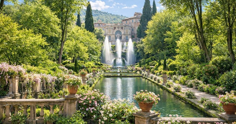 Itálie - jarní zahrady v Tivoli