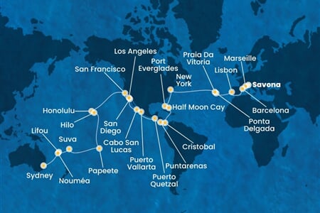 Costa Deliziosa - Itálie, Francie, Španělsko, Portugalsko, USA, ... (ze Savony)