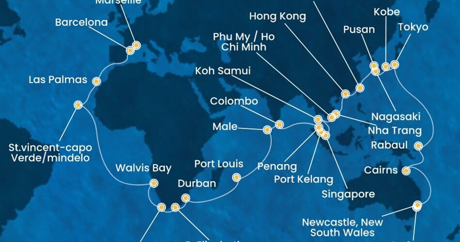 Trasa plavby CDE-SYD72A01