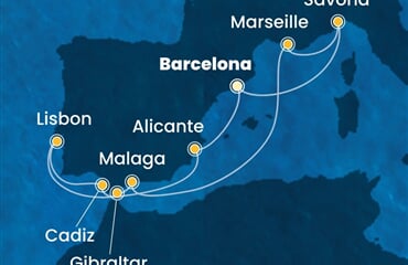 Costa Diadema - Španělsko, Portugalsko, Velká Británie, Francie, Itálie (z Barcelony)