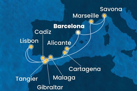 Costa Diadema - Španělsko, Maroko, Velká Británie, Portugalsko, Francie, ... (z Barcelony)