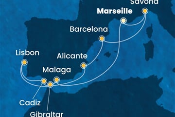 Costa Diadema - Francie, Itálie, Španělsko, Portugalsko, Velká Británie (z Marseille)