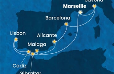 Costa Diadema - Francie, Itálie, Španělsko, Portugalsko, Velká Británie (z Marseille)