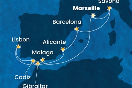 Costa Diadema - Francie, Itálie, Španělsko, Portugalsko, Velká Británie (z Marseille)