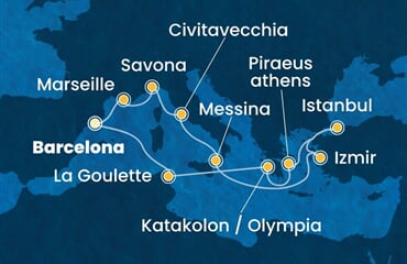 Costa Favolosa - Španělsko, Francie, Itálie, Turecko, Řecko, ... (z Barcelony)